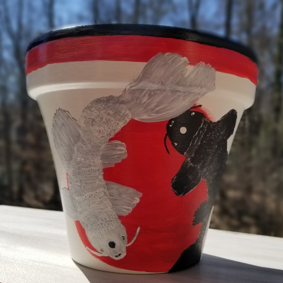 Ying Yang Koi Handpainted Planter - Picture 3 of 6
